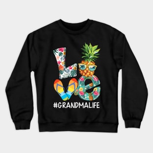 Love Grandma Life Summer Pineapple Flip Flop Crewneck Sweatshirt